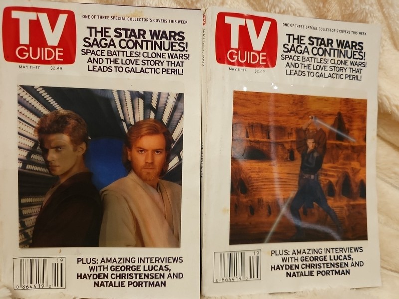 2 Vintage TV Guide Star Wars Lenticular Cover Darth Vader Obi Wan May 11-17 2002