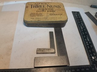 Moore & Wright 3" precision square 2" in Three nuns tin ex RR engineer tools