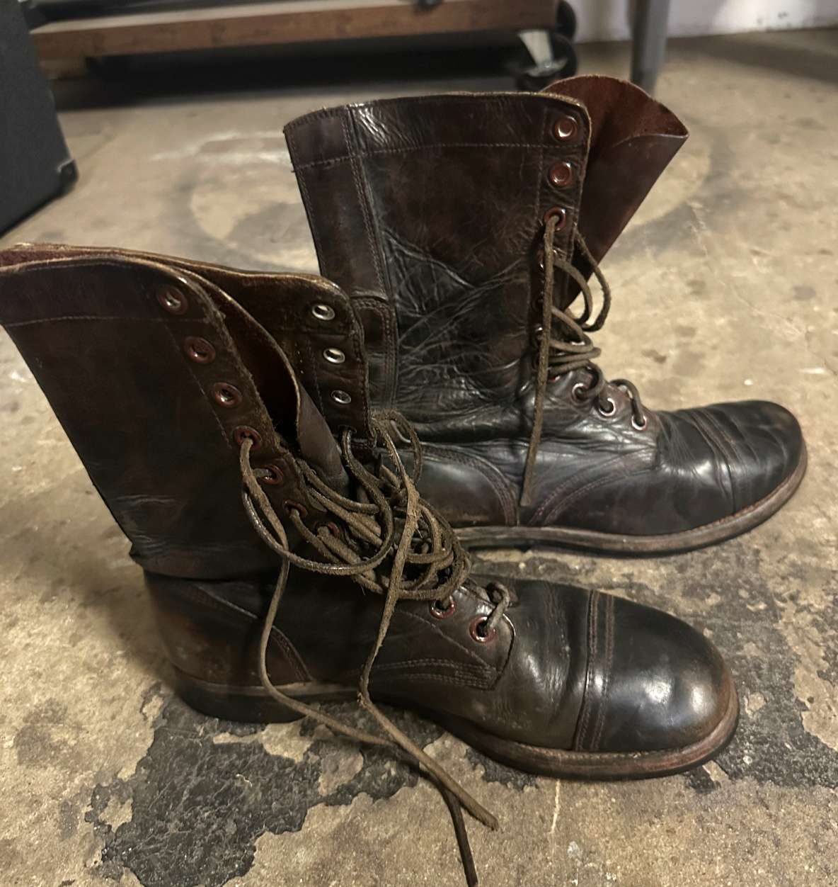 ARMOR TRED MENS VINTAGE BIKER CHELSEA BOOTS BROWN LEATHER MAYBE SIZE 10 ...