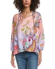 Johnny Was Margot Silk Blouse Women's