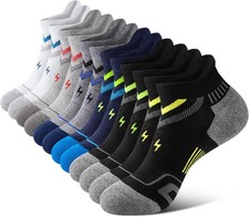 Mens Ankle Running Socks - Low Cut Cushioned Athletic Socks, Moisture Wicking Co