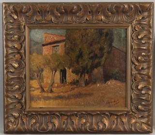 Antique Signed ??? American Impressionist Country Landscape Oil Painting NR