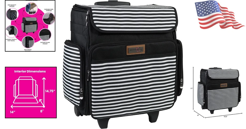 Organizador de artesanía enrollable plegable - Bolso de mano a rayas blanco y negro para suministros de arte Foto 2 de 4