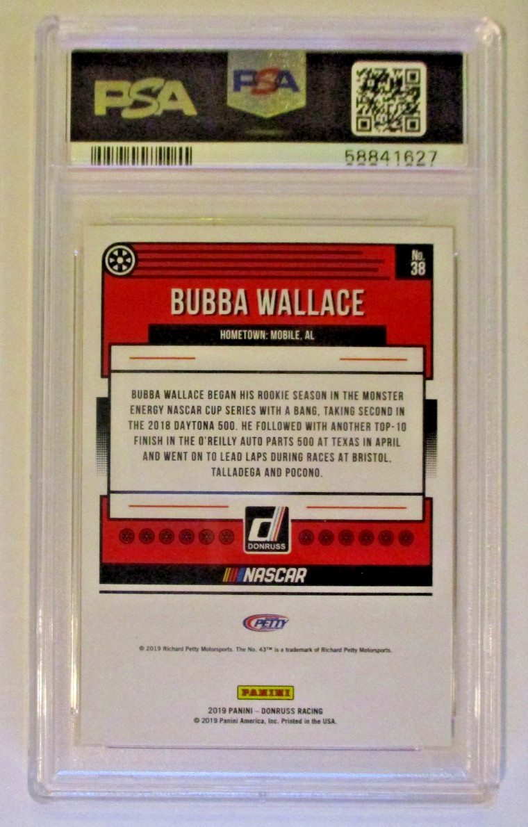 2019 Donruss Racing Bubba Wallace Racing #38 Gold 100/299 PSA 9 view 3