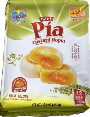Banh Pia Custard Hopia Lava Mung Bean Salted Egg Yolk Tan Hue Vien 16.8oz 12 Pcs