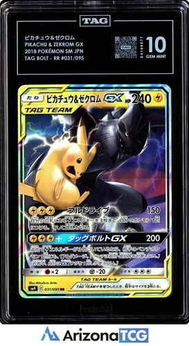 New ListingPokemon 2018 Pikachu Zekrom GX 031 TAG TEAM RR Tag Bolt Japanese GEM MINT TAG 10