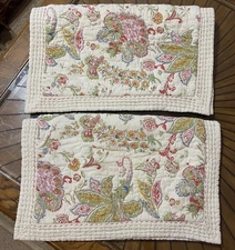 2 VTG Pottery Barn Pillow Shams Standard Palampore Floral Euro Cottagecore Cream