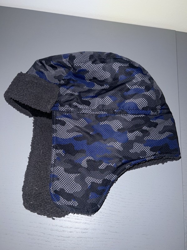 Huntworth Boys Blue Camo Trapper Hat With Sherpa Lining Size M/L