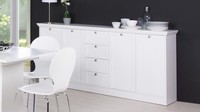Sideboard Anrichte Kommode Esszimmerschrank Landwood Weiß 4 SchubkäSten 200X90Cm