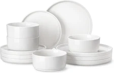 MALACASA 12 Pieces Porcelain Dinnerware 12 Piece (Service for 4), Ivory White 
