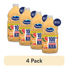 4 pack Ocean Spray 100 Grapefruit Juice, 100 Juice, 60 fl oz Bottle