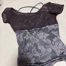 Chacott Ballet Leotard Floral Mesh Cap Sleeve Size M