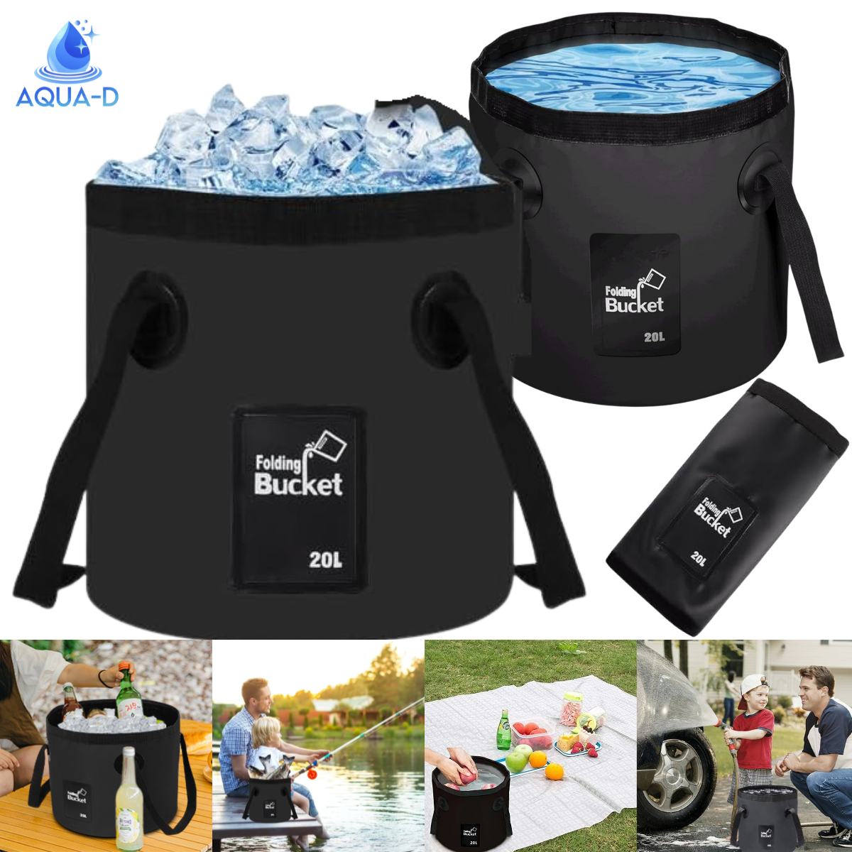 Collapsible Bucket, Foldable Bucket, Wash Basin For Camping, Fishing - 20L