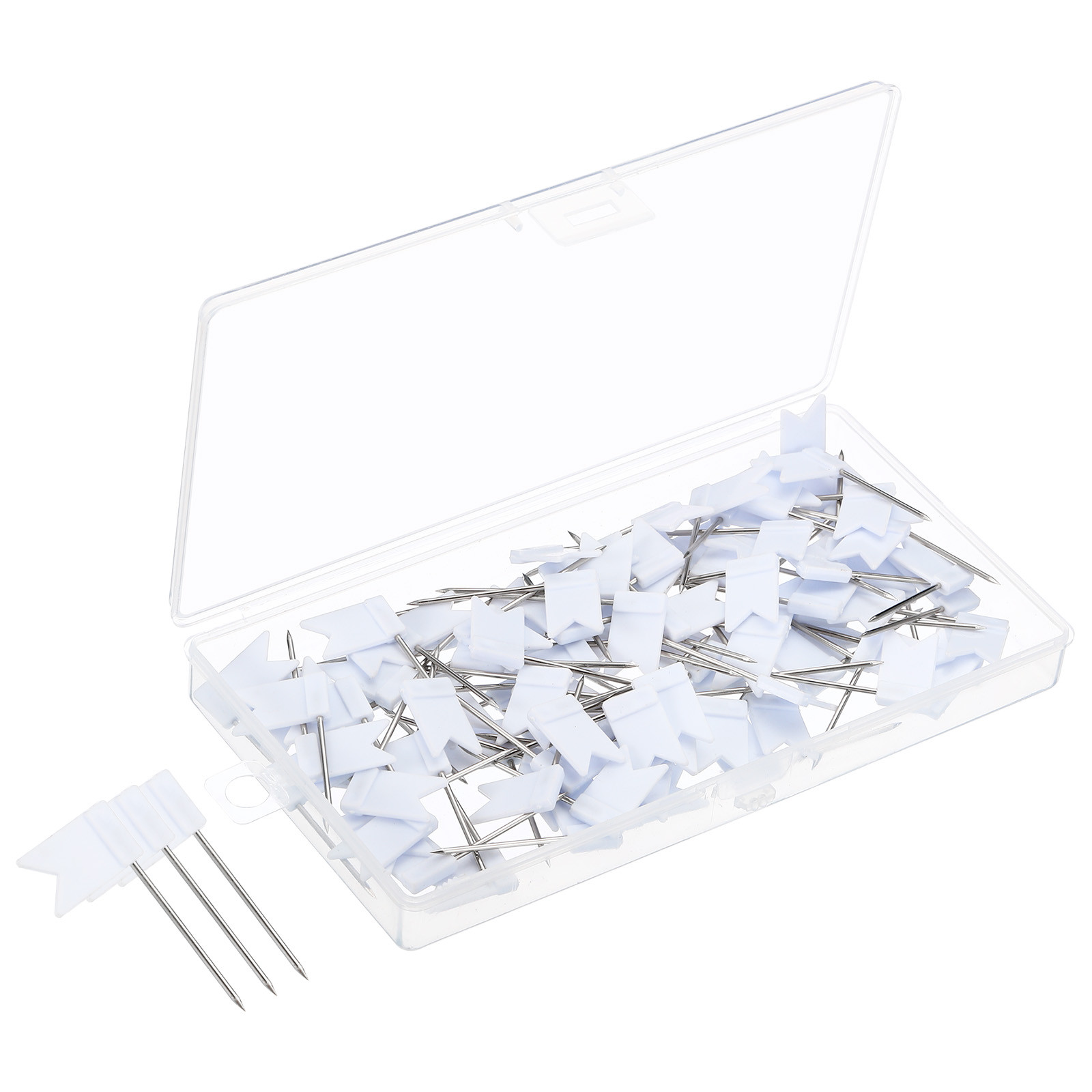 100Pcs White Flag Push Pins for Cork Boards Marking Decor Thumb Tacks