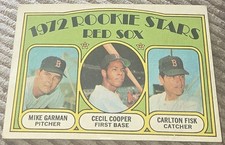 Carlton Fisk Cecil Cooper Garman 1972 Topps Red Sox Rookie Stars Card #79 RC