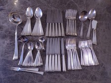 Silberbesteck Art-Deko Stufenmuster f&uuml;r 6/12 Personen gro&szlig;+klein 68 tlg. 90er