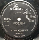 THE BEATLES "ALL YOU NEED IS LOVE"  NO  "LIVE T.V. REFERENCE" STAMPERS  1  & 2