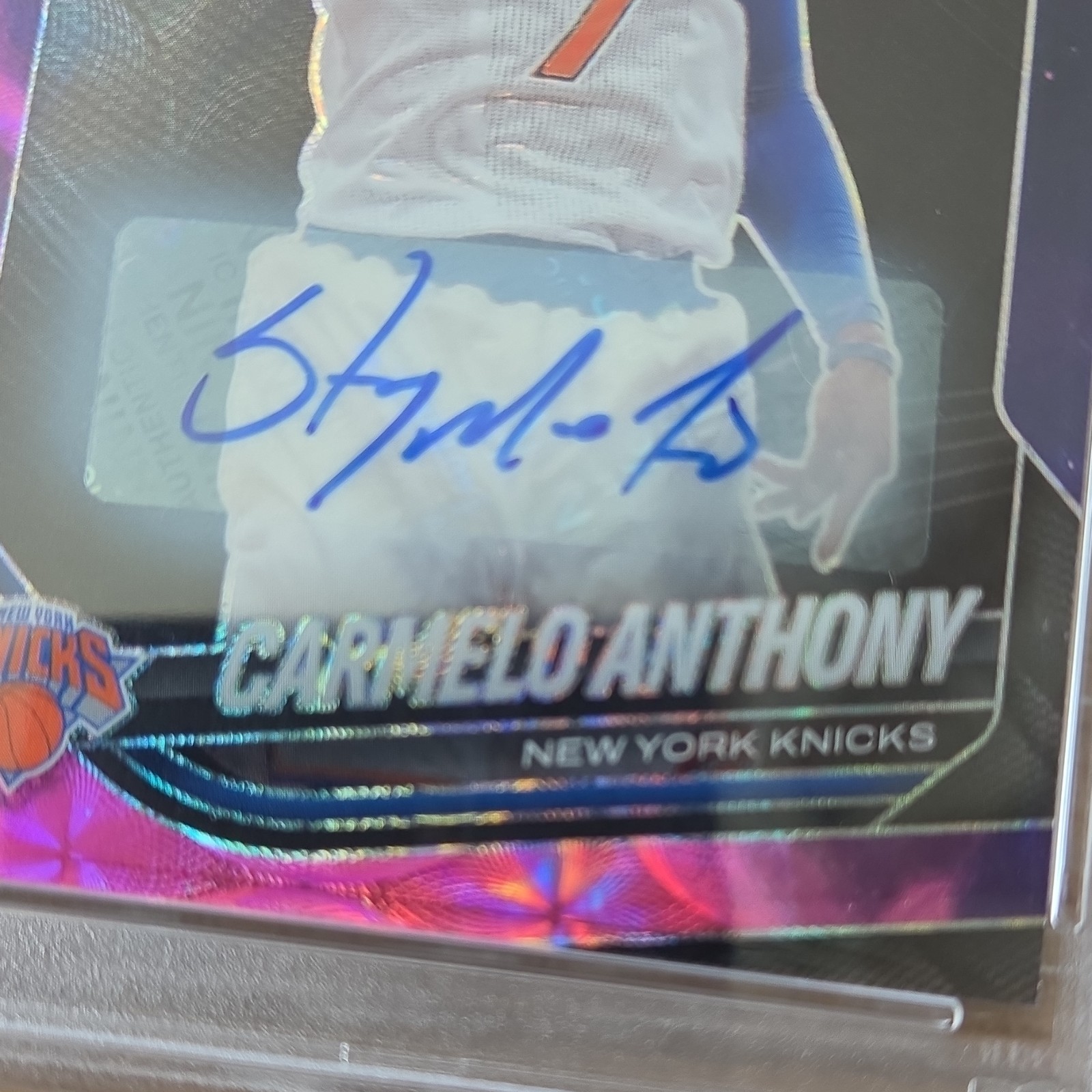 2024-25 Prizm Black Legends Carmelo Anthony Nebula Auto 1/1 PSA 10 view 2