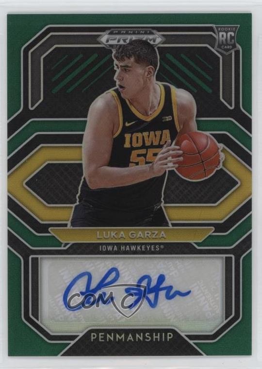 2021 Prizm Draft Picks College Penmanship Green Luka Garza Rookie Auto RC 1i1g