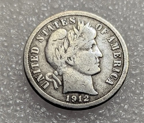 1912 D Barber Dime US 90% Silver VF-EF #128A