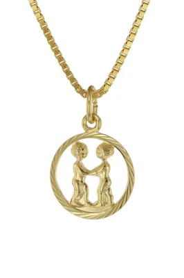 TRENDOR Schmuck Sternzeichen Zwilling 333 Gold + goldplattierte Kinder-Kette 759 - Bild 1 von 4