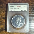1960 Proof Franklin Half Dollar 50C Accugrade PR-68 Silver KM#202