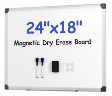 Magnetic White Board Kit for Wall 24" X 18", 1 Dry Eraser 2 Multicolor Markers