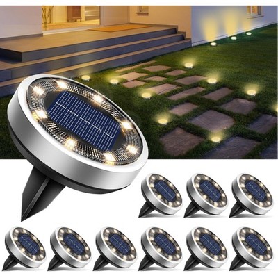 Pack of 10 Solar Floor Lights Outdoor, 8 LED Garden Lighting, Solar Waterproo...