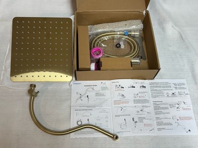 Hibbent Rainfall Shower Head 10'' High Pressure Handheld Showerhead Combo Gold