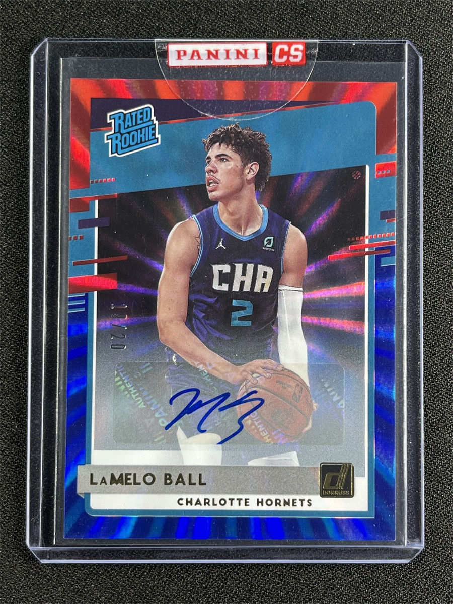 2020-21 Panini Donruss Lamelo Ball Red Blue Laser Holo Rated Rookie RC Auto /20