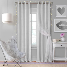 Home Fashions Aurora Kids Sheer Sparkle Overlay Blackout Window Curtain Panel, P