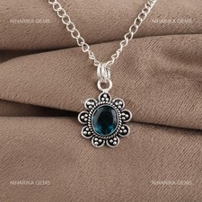 Oval Throat Chakra Apatite Stone New Mother Pendant Jewelry 925 Sterling Silver