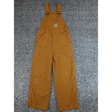 Carhartt Bib Overalls Kids Size 7 Brown Double Knee Canvas Workwear
