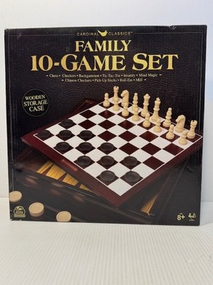 Family 10-Game Set With Wooden Storage Case Spin Masters Games 2021 Unopen NEW