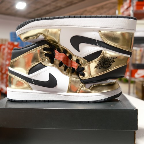 Jordan 1 Mid Metallic Gold Black White DC1419-700 Men's - Picture 5 of 7