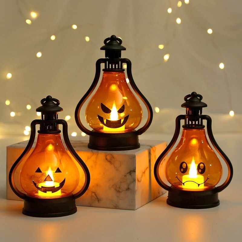 Lanterne Halloween LED portable sans flamme sécurisée pour enfants lot de 3 pièces