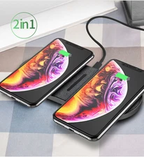 Dual 20W Wireless Charger Charging Mat For iPhone 15 14 13 12 Samsung S23 Note