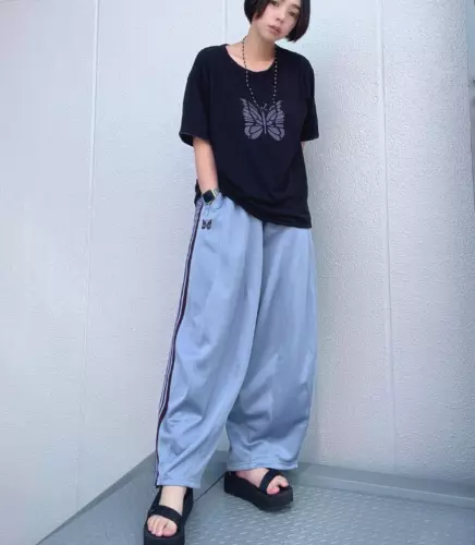New Needles Butterfly embroidery Straight-leg fat pants Casual sports Wide-leg! - Picture 14 of 32