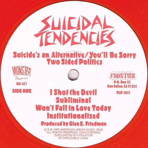 Suicidal Tendencies s/t First Album LP Colored Vinyl - Thrash Punk Metal Record - Picture 3 of 3