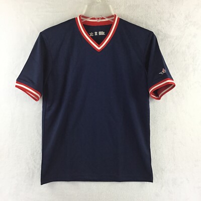 Alleson Athletic Red White Blue Short Sleeve V-Neck Athletic Shirt Youth Size M