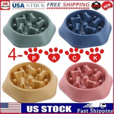 4-PACK Pet Slow Eating Dish Bowl Cat Dog Anti Choking Puppy Feeder Food Bowl