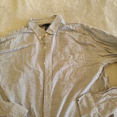 Gap Slim Fit Mens Extra Large White Brown Checkered Casual Button Up Dress  Shirt | eBay