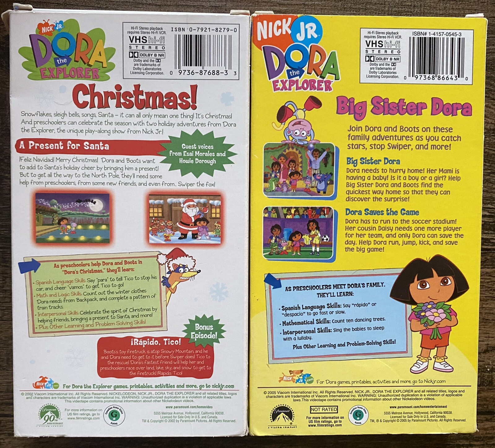 Dora the Explorer VHS LOT Dora’s CHRISTMAS 🎄 and BIG SISTER DORA 👶🏻