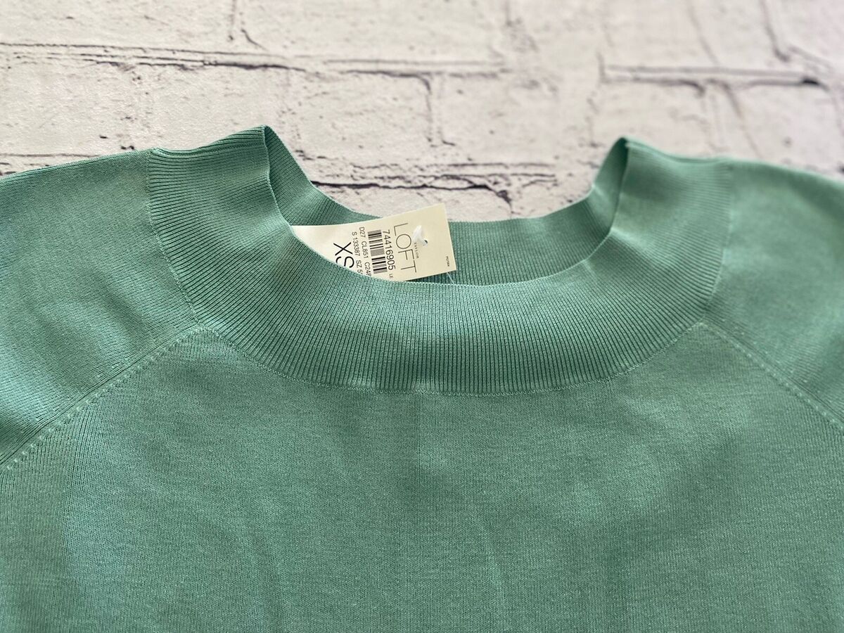 (‎^^) Ann Taylor Green Silk Cotton Blend Pullover Sweater Size XS