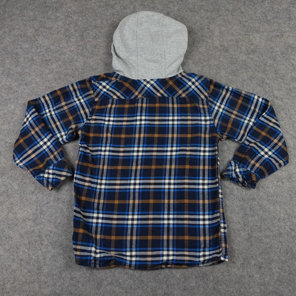 Camisa Carhartt Niños Mediana 10 12 Azul Franela Cazadora Con Capucha Vaquero Ropa de Trabajo VT Foto 4 de 4
