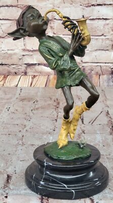 Saxophon Spielt Kobold: Juno `S Kollektor Fine Art Bronze Statue Skulptur