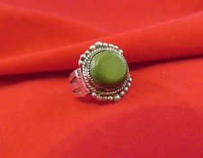 Sterling Ring Hand Made, Size 8 w Green Stone 840 