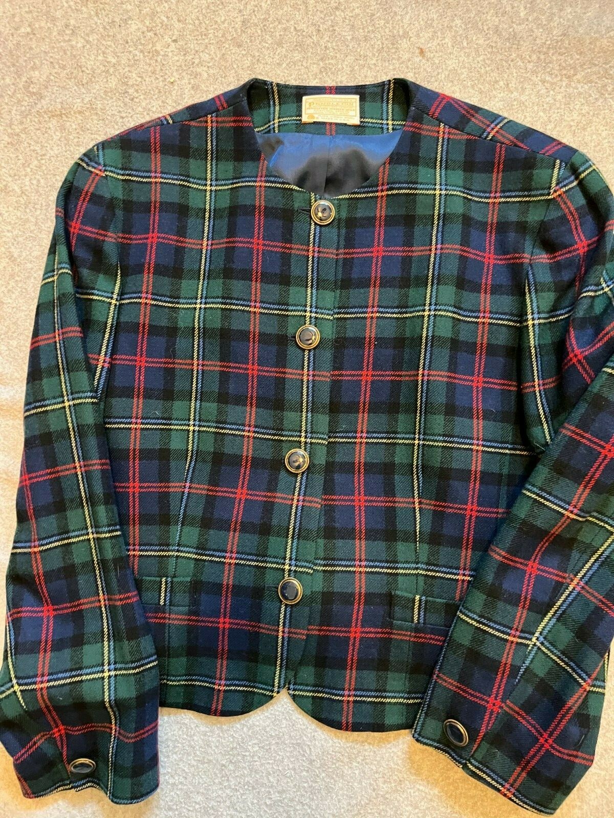 Vintage Pendleton Wool Blazer Plaid Button Front … - image 4