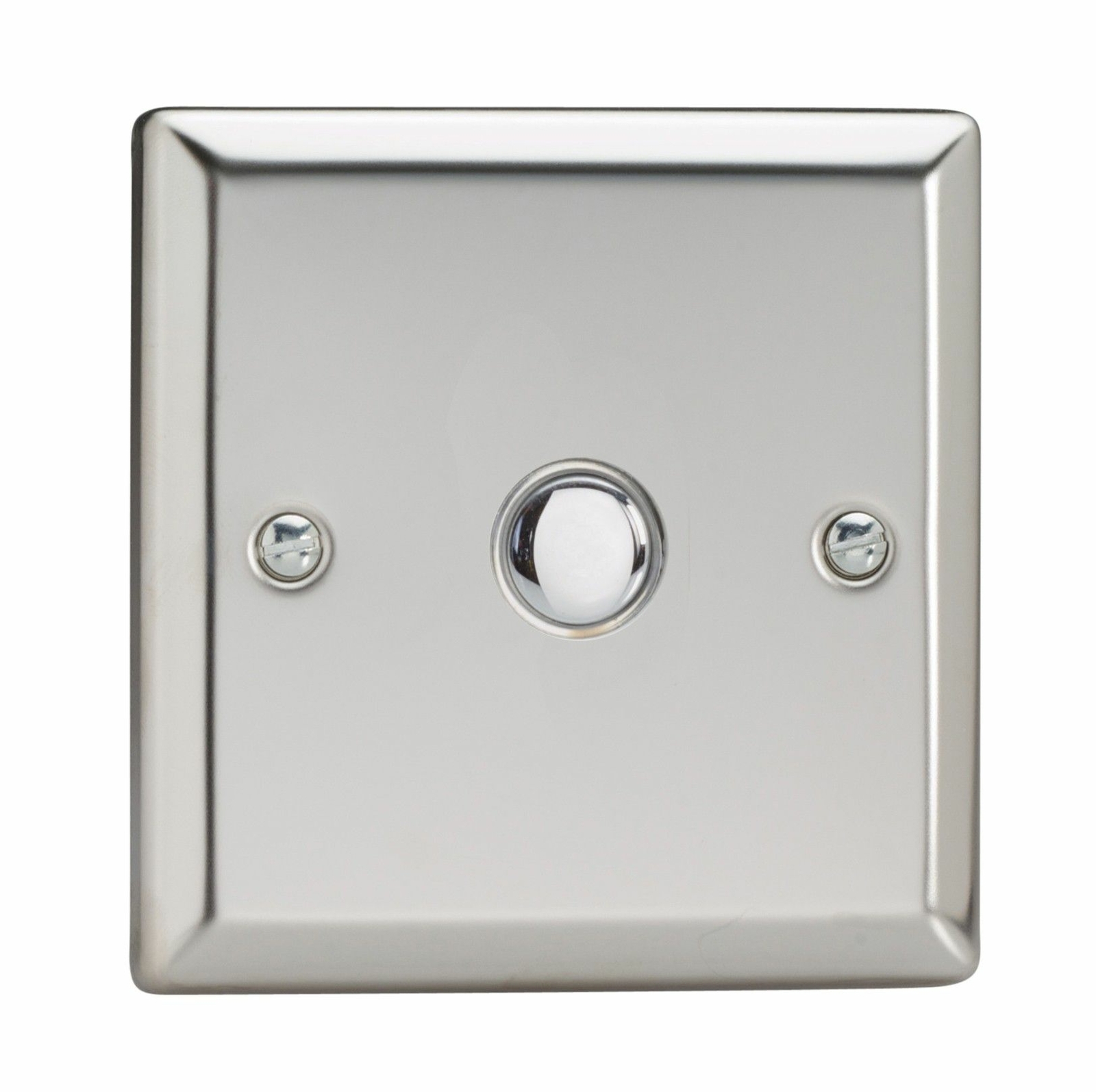 Varilight XCM1 Mirror Chrome 1 Gang 6A 1W Push-to-Make Momentary Switch