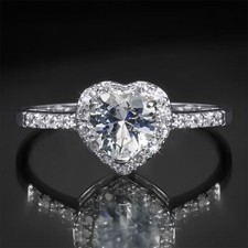 2.00Ct Heart Shaped Cubic Zirconia Engagement Ring With 925 Sterling Silver